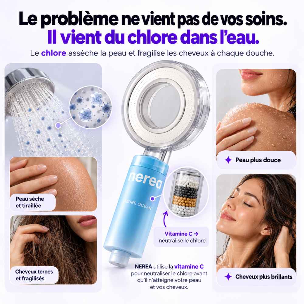 NEREA™ – Filtre de Douche à la Vitamine C Anti-Chlore
